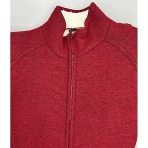 REI Womens Fleece Lined Full Zip Jacket Dark Red Size Medium Wool Blend EUC
